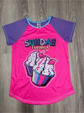 JV Apparel Girls Sleepshirt Pink Purple Cartoon Sundae Funday size (14/16)